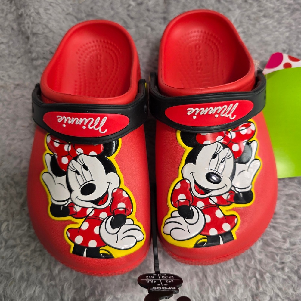 Crocs Minnie Mouse Clogs Red Disney Character‎ Kids Size C12 New